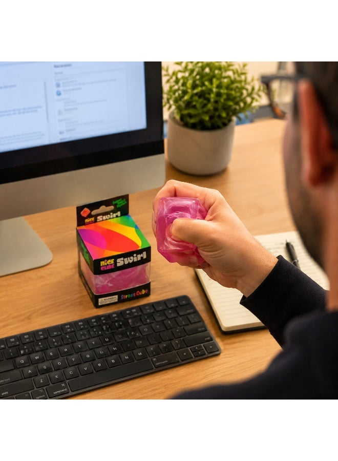 DAT Squishy Cube Stress Ball Pink Squeeze Sensory Fidget Toy for Teens Adults Office Desk Classroom - Image 4