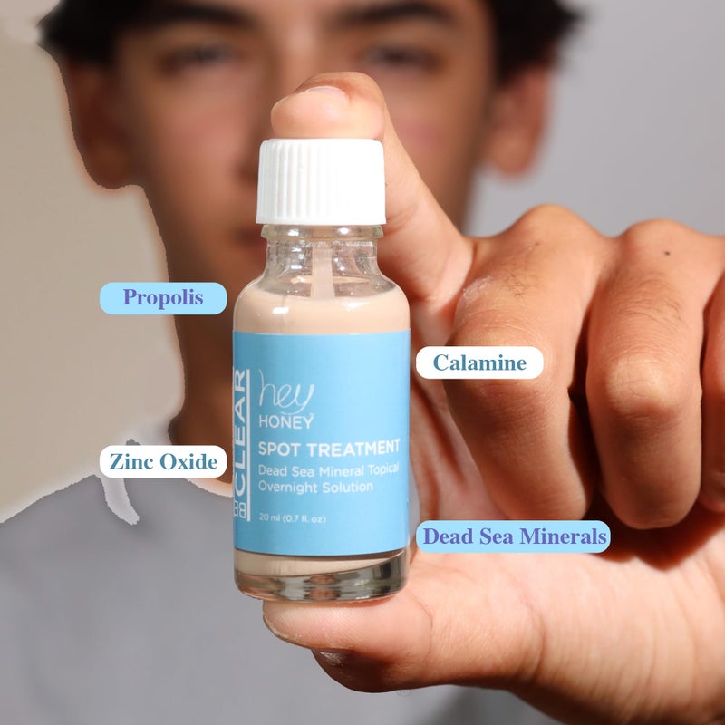 Hey Honey Skincare Be Clear - Acne Spot Treatment Overnight, Pimple Drying Lotion, Use Over Zits Whitehead & Blemishes 1 OZ - Image 3