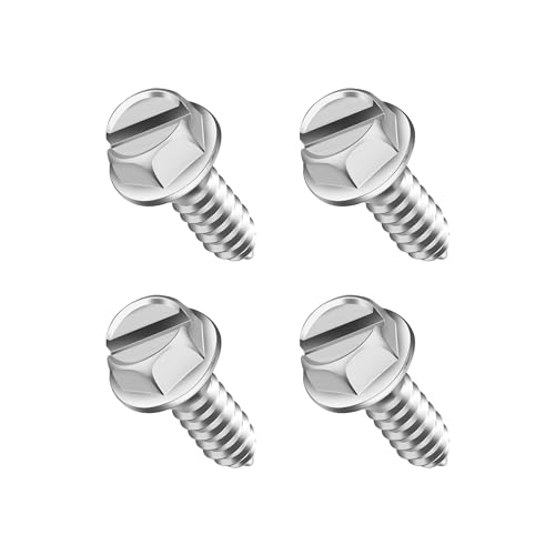 IHOTDER 4PCS License Plate Screws,Heavy Duty License Plate Screw Kit Silver License Plate Bolts,Universal Licenses Plates Security Screws Licenses Plates Fasteners for Car SUV Truck (4PCS, Silver) - Image 1