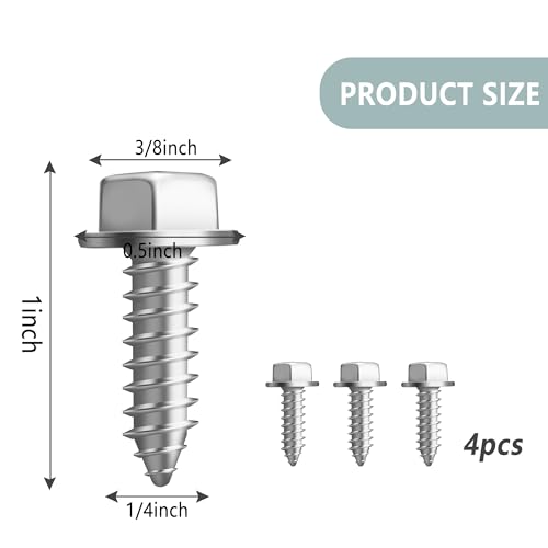 IHOTDER 4PCS License Plate Screws,Heavy Duty License Plate Screw Kit Silver License Plate Bolts,Universal Licenses Plates Security Screws Licenses Plates Fasteners for Car SUV Truck (4PCS, Silver) - Image 2