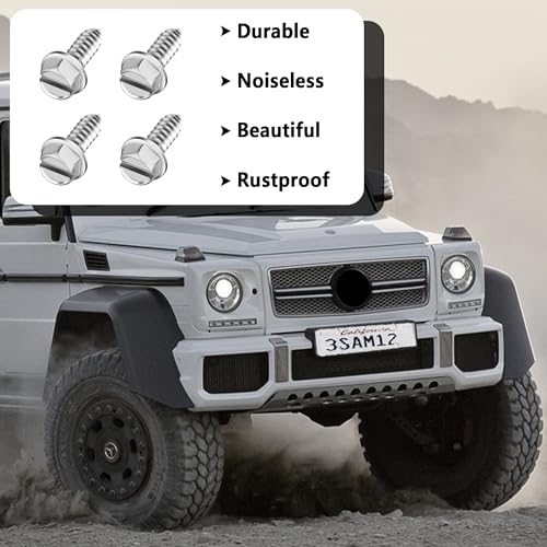 IHOTDER 4PCS License Plate Screws,Heavy Duty License Plate Screw Kit Silver License Plate Bolts,Universal Licenses Plates Security Screws Licenses Plates Fasteners for Car SUV Truck (4PCS, Silver) - Image 4