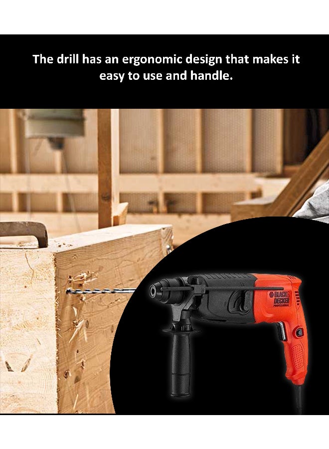 BLACK+DECKER 20 mm 620W 2 Mode 2 Kg SDS + Hammer + Kitbox, BDHR202K-B5 Orange/Black - Image 4