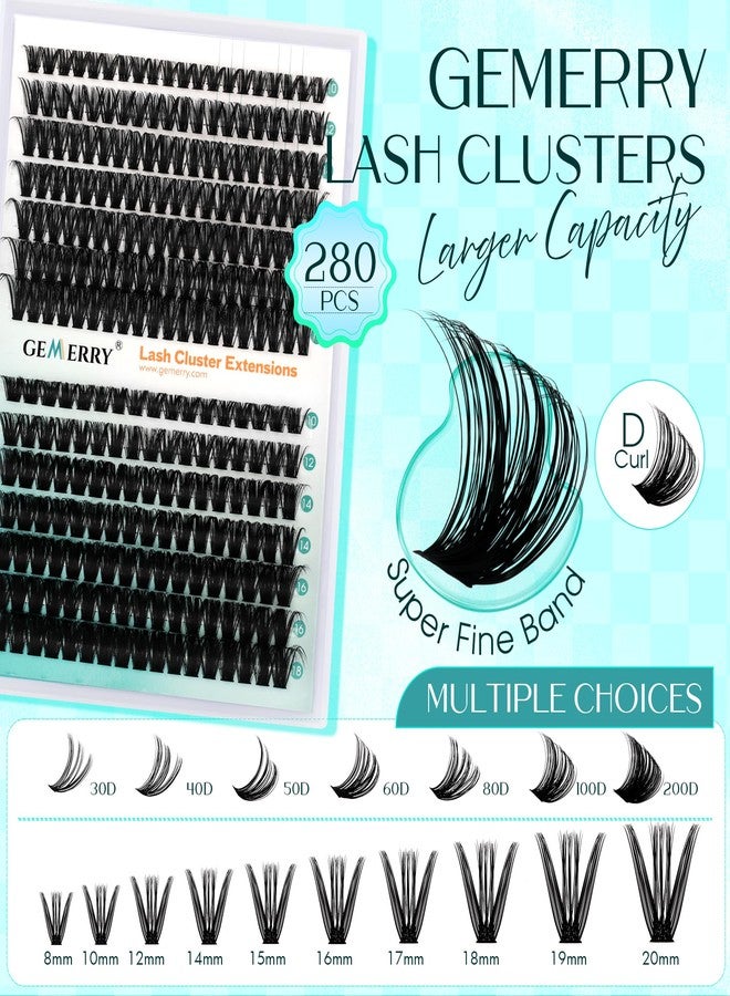 GEMERRY Eyelash Clusters Fluffy Lash Clusters Thick 280pcs Cluster Eyelash Extensions DIY At Home Individual Lashes Cluster Lashes by GEMERRY（80P+100P-10-18mm) - Image 5