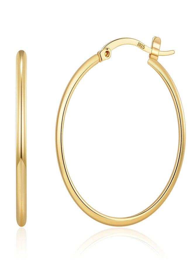 OOOPEL 3mm Wide Large Hoop Earrings for Women Hypoallergenic 925 Sterling Silver Post Gold Hoop Earrings Lightweight Silver Hoop Earrings for Women Oversize Big Gold Hoops 30/40/50/60MM, 60mm, Silver, - Image 1