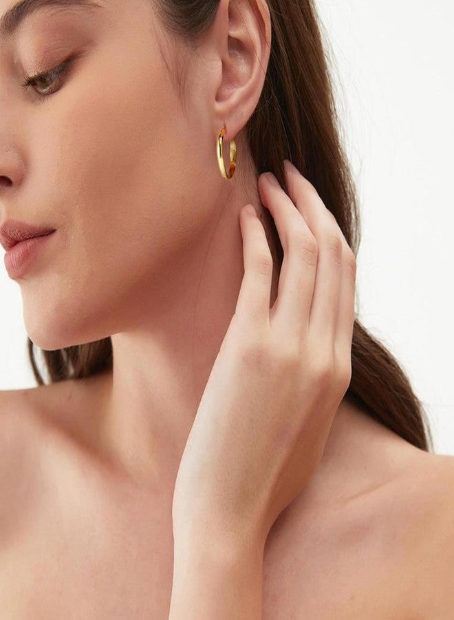 OOOPEL 3mm Wide Large Hoop Earrings for Women Hypoallergenic 925 Sterling Silver Post Gold Hoop Earrings Lightweight Silver Hoop Earrings for Women Oversize Big Gold Hoops 30/40/50/60MM, 60mm, Silver, - Image 2