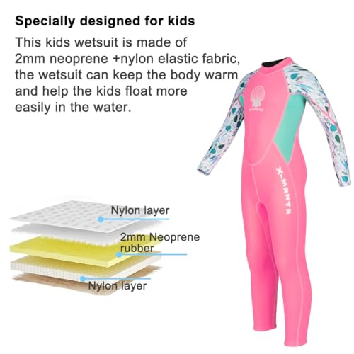 DIVE & SAIL Kids Neoprene Wetsuit - Girls Shorty Suits 2.5mm UV Protection Long Sleeve for Swimming & Diving - M Size - Image 5
