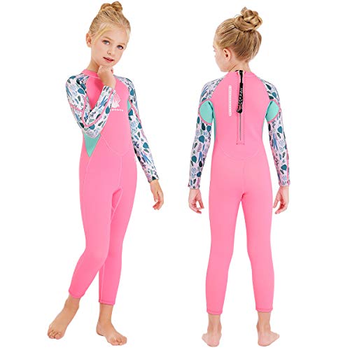 DIVE & SAIL Kids Neoprene Wetsuit - Girls Shorty Suits 2.5mm UV Protection Long Sleeve for Swimming & Diving - M Size - Image 1