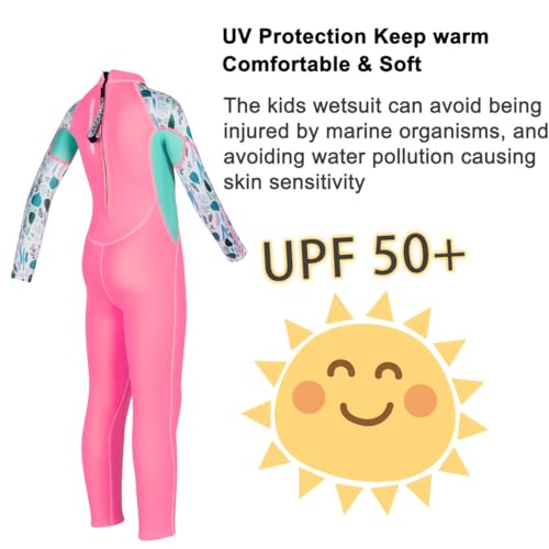 DIVE & SAIL Kids Neoprene Wetsuit - Girls Shorty Suits 2.5mm UV Protection Long Sleeve for Swimming & Diving - M Size - Image 2