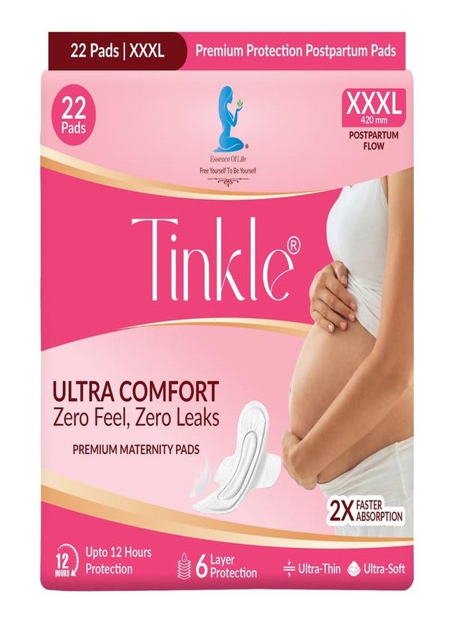 تنكل فوط تينكل ألترا كومفورت للحوامل | عبوة من 12 فوطة | مناسبة للنساء بعد الولادة وللحمل والتدفق الغزير | قلب سريع الامتصاص وظهر عريض للغاية | فائقة النعومة وآمنة على البشرة | مقاس XXXL، 420 مم - Image 1