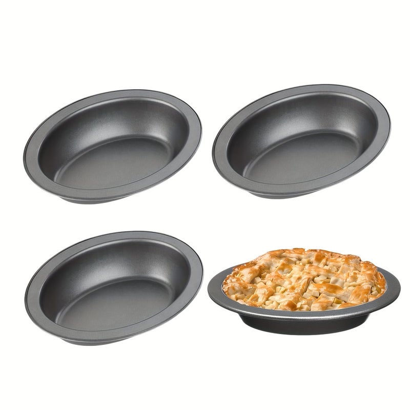 4pcs Professional Oval Pie Dish Set 6.3 Inch Nonstick Carbon Steel Baking Pan Oven Safe Heavy Duty Rustproof for Cake Tart Pudding and Dessert - Image 1