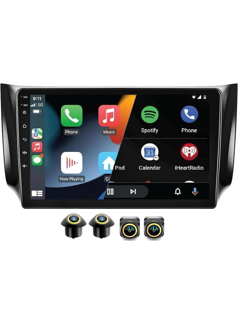 SHEZA STAR Android Car Stereo for Nissan Sentra 2013-2017 4GB RAM 64GB ROM Support Carplay, M-Link Wi-Fi BT, Radio GPS, 10 Inch IPS.QLED, Screen with 360D Camera Included - Image 1