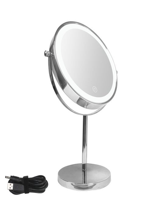 8in Lighted Makeup Vanity Mirror with ,1X/5X Makeup Mirror with Lights, Double Sided Magnification Mirror, 3 Color Lighting Dimmable Cosmetic Mirror with Touch Control 360°Rotation Vanity Mirror