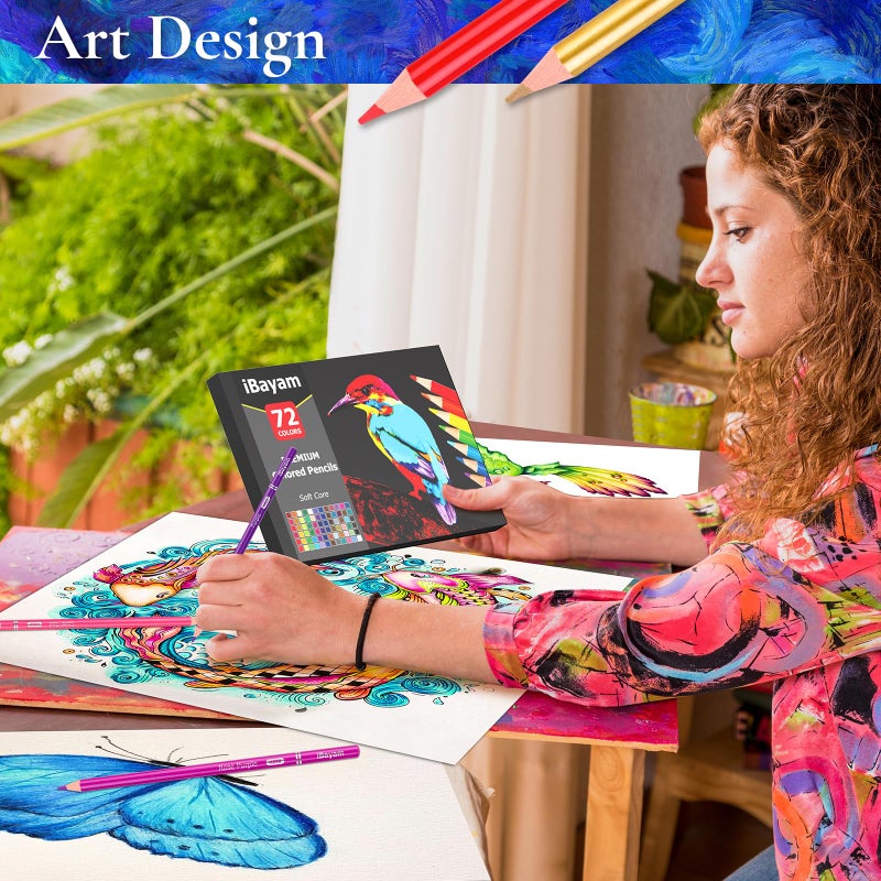 iBayam مجموعة هدايا قرطاسية عيد الحب من iBayam للأطفال لتبادل الهدايا مع زملاء المدرسة، 72 لون من أقلام التلوين للأطفال وكتب التلوين للكبار، مستلزمات مدرسية أنيقة، أقلام للرسم والتخطيط والتلوين - Image 2