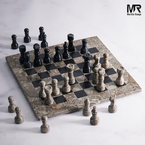 MARBLE RANGE Marble Chess Set for Adults 10 Handmade Oceanic  Black Board Game with 32 Chess Pieces 2 Extra Queens  Storage Box Luxury Travel Game Elegant for Home Decor - Image 5