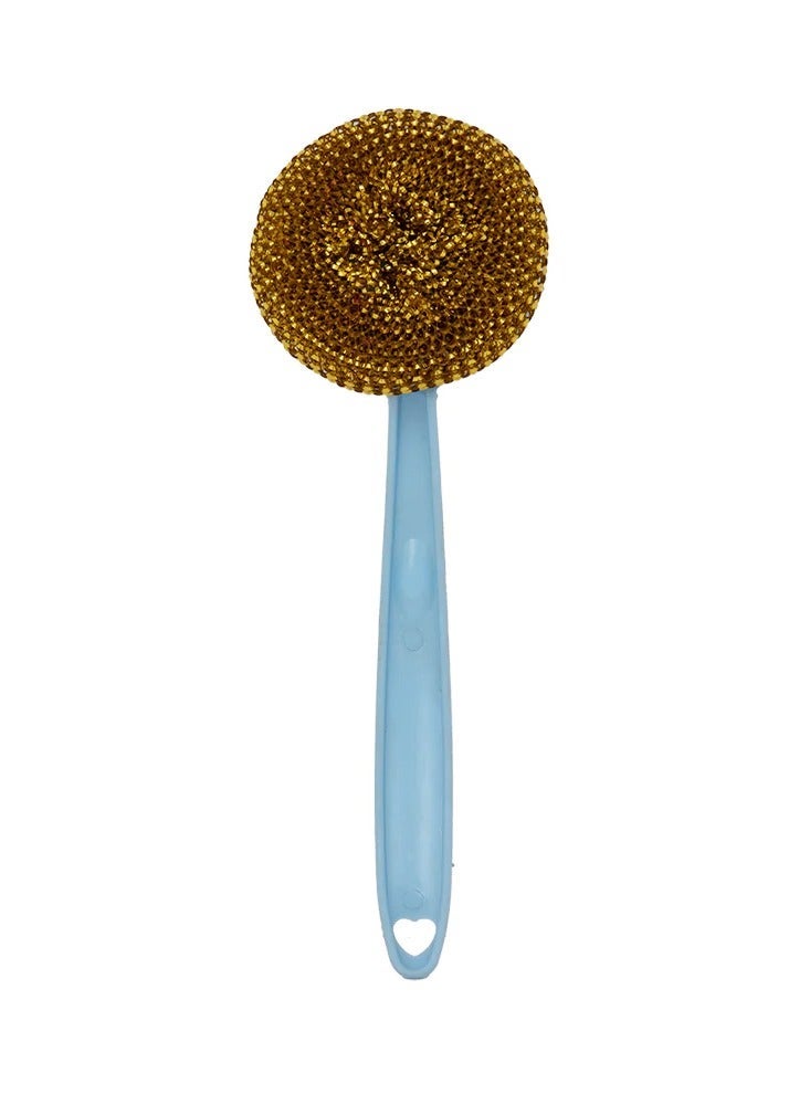 Dishwashing Scrubber Brush with 3 Replaceable Steel Sponges - Ergonomic Handle & Random Color - Image 1