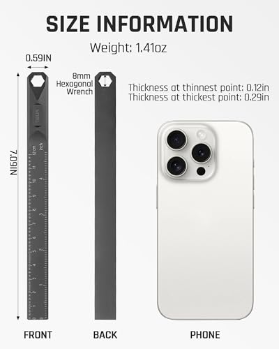 TISUR Titanium Straight Edge Ruler in Both CM INCH 12cm Scale Metal Ruler Measuring Ruler Tool for Quilting Sewing Drafting Machinist Carpenter Black - Image 3