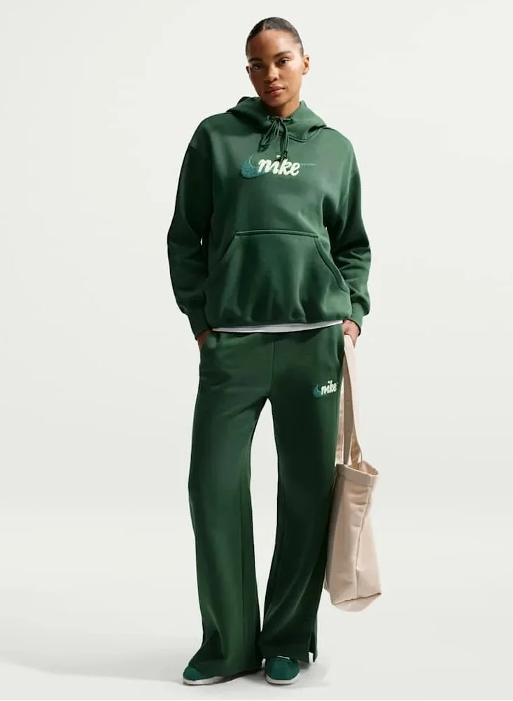 Nike Fir/Malachite (Dark Green) Nsw Phoenix Fleece High-Rise Logo Wide-Leg Sweatpants for Women | Best Price UAE