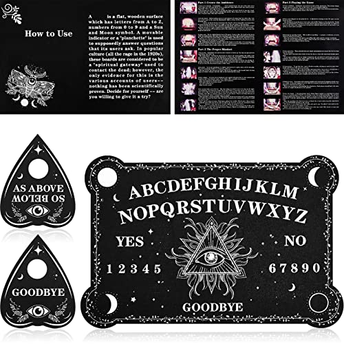 Sumind Pendulum Dowsing Divination Board Set Black Wooden Talking Board with Planchette Accessories for Birthday Party and Family Gatherings Games SuppliesEye Style - Image 1