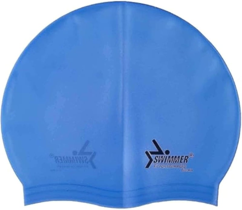 Swimmer Silicone Swimming Cap - Blue