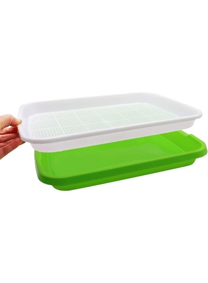 Meridian 2-Pack Seed Germination Trays | BPA-Free Plant Seedling Starter Trays for Wheatgrass, Cat Grass, Microgreens & Indoor Gardening - Green - Image 1