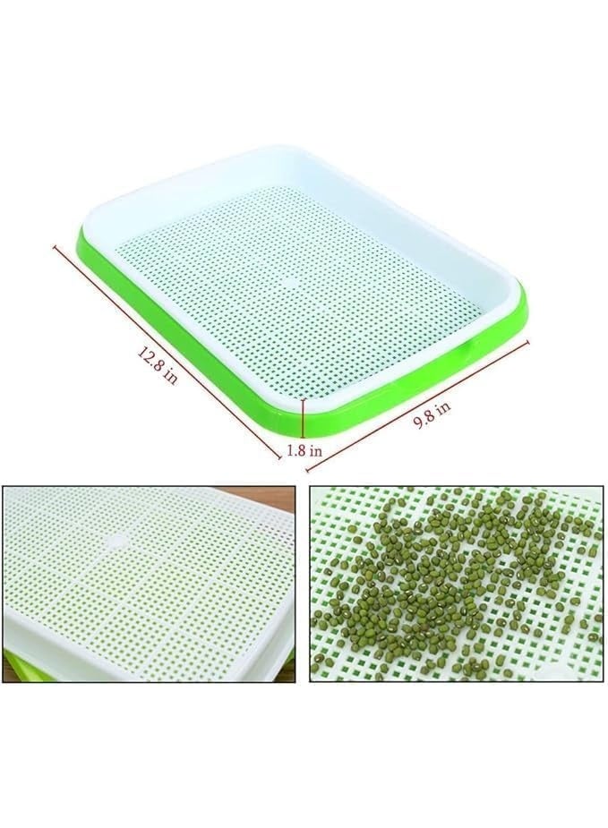 Meridian 2-Pack Seed Germination Trays | BPA-Free Plant Seedling Starter Trays for Wheatgrass, Cat Grass, Microgreens & Indoor Gardening - Green - Image 4