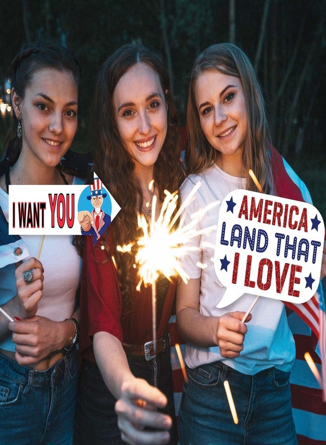 Outside The Booth 4th of July Photo Booth Props - 41-pc Photobooth Kit with 8 x 10-Inch Sign, 60 Adhesive Pads, 45 Sticks - 4th of July Party Decorations - Patriotic Party Supplies - American Party Decorations - Image 5