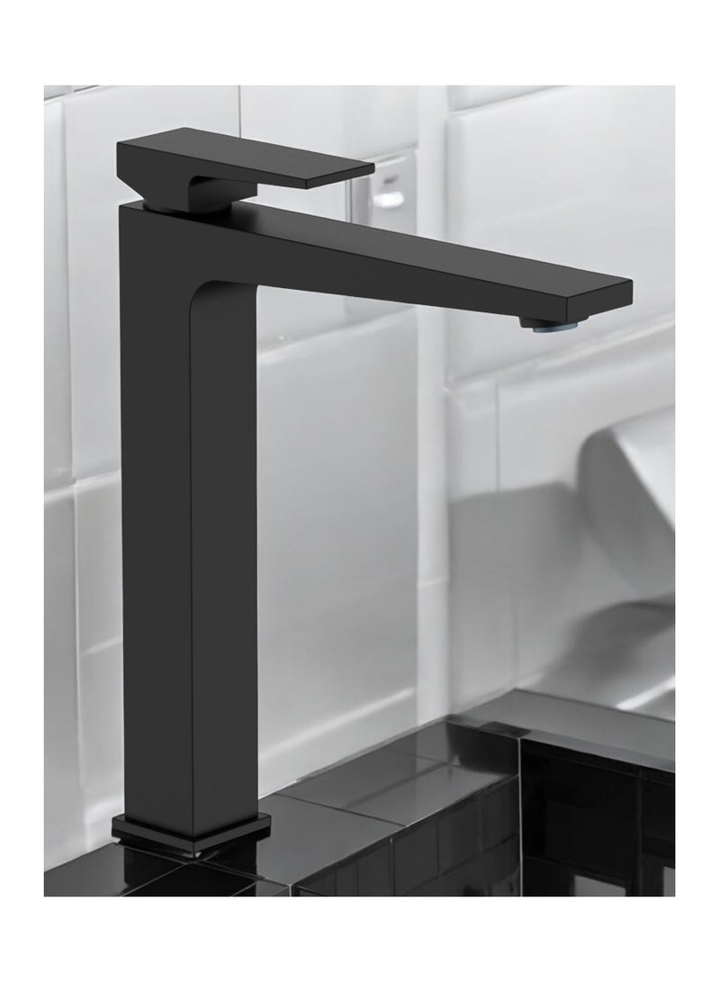 HESANIT Infinity Bathroom High Basin Faucet Matt Black - 8007MB - Image 2