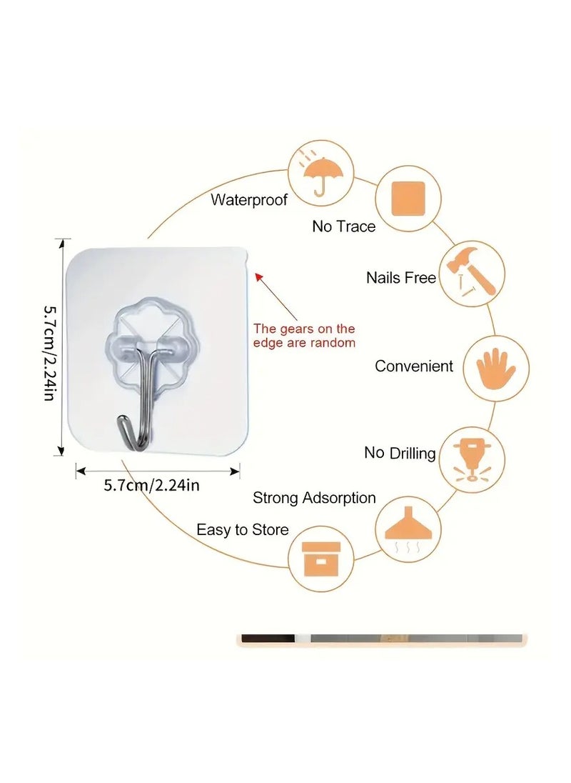 PAMEER 30-Pcs Transparent Hooks, Waterproof and Self-Adhesive Wall-Mounted No-Drill Hangers for Kitchen, Bathroom, Dormitory, or Behind Doors, Utility Hooks.  - Image 4