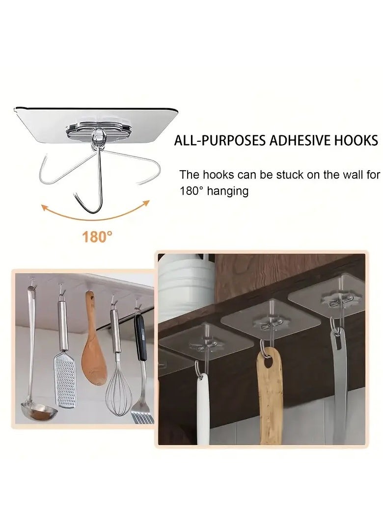 PAMEER 30-Pcs Transparent Hooks, Waterproof and Self-Adhesive Wall-Mounted No-Drill Hangers for Kitchen, Bathroom, Dormitory, or Behind Doors, Utility Hooks.  - Image 5
