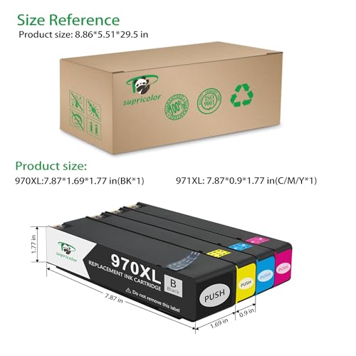 Supricolor Replacement 970xl 971xl Ink Cartridges, 970 971 Ink with V8 Chips Compatible for Officejet Pro X576dw X476dw X476dn X451dn X451dw X551dw Printer - Image 3