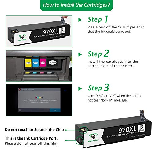 Supricolor Replacement 970xl 971xl Ink Cartridges, 970 971 Ink with V8 Chips Compatible for Officejet Pro X576dw X476dw X476dn X451dn X451dw X551dw Printer - Image 2