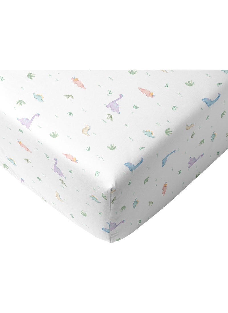 Casadora Baby Dino 100% Cotton Satin Fitted Sheet Set -100X200X30+50X70CM  - Image 3