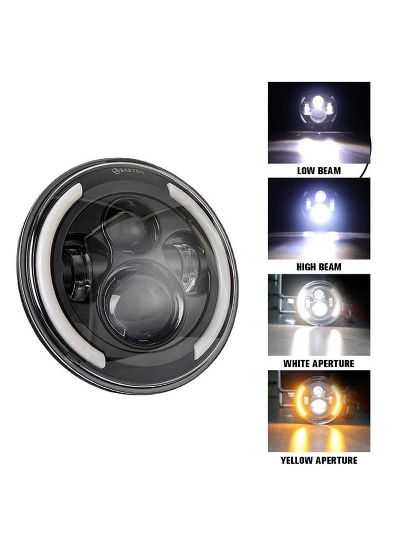 gz auto GZ AUTO 7 Inch Half Ring LED Halo Headlights with Amber Turn Signal, White DRL, High/Low Beam 6500LM, IP67 Waterproof, Built-in Anti-Flicker, Compatible with Jeep Wrangler JK LJ CJ Hummer H1 H2-1 Pair  - Image 2