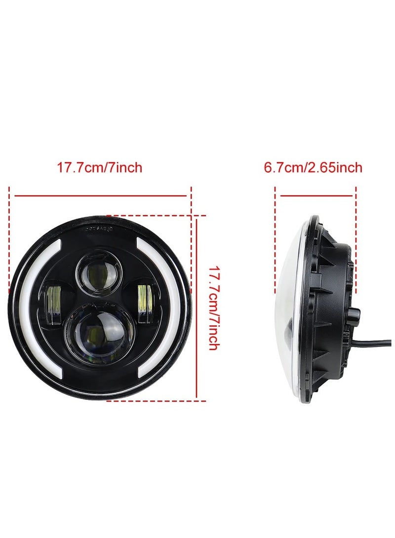 gz auto GZ AUTO 7 Inch Half Ring LED Halo Headlights with Amber Turn Signal, White DRL, High/Low Beam 6500LM, IP67 Waterproof, Built-in Anti-Flicker, Compatible with Jeep Wrangler JK LJ CJ Hummer H1 H2-1 Pair  - Image 3