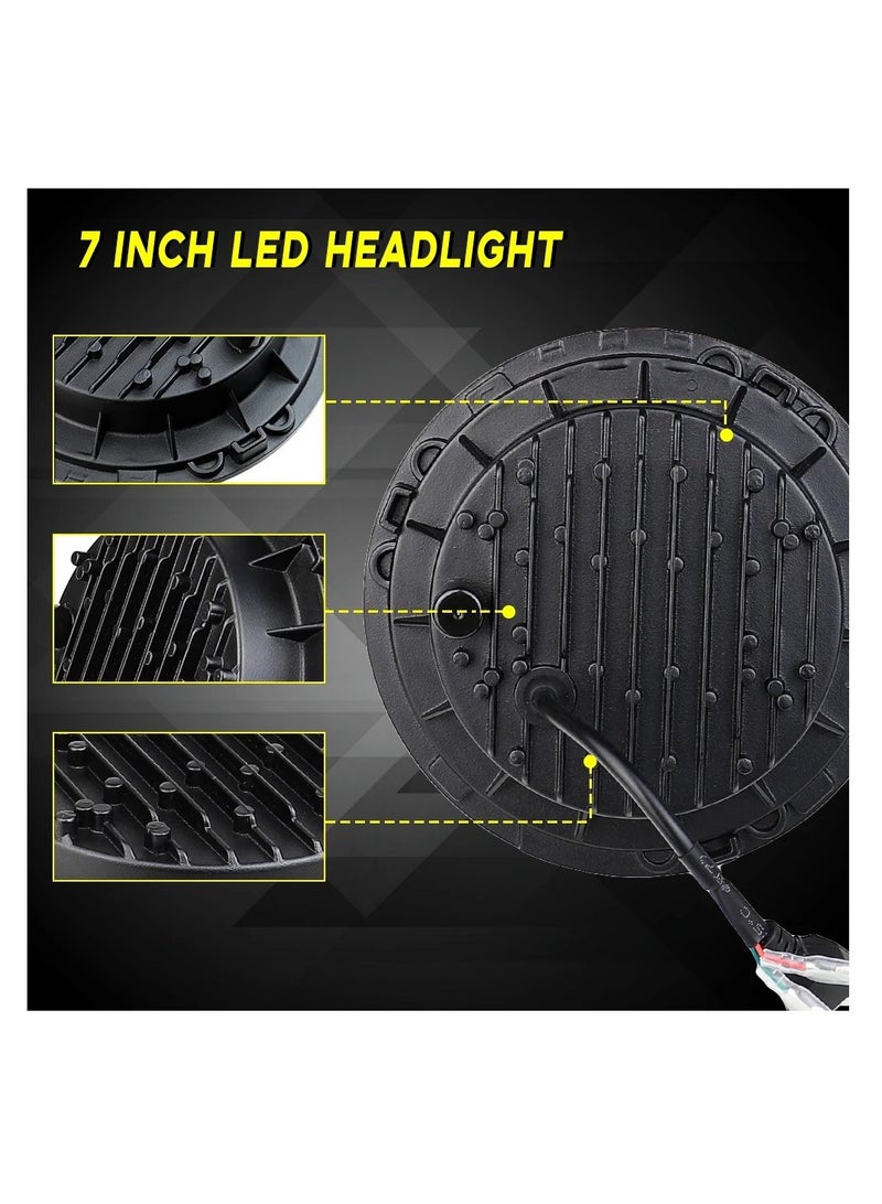 gz auto GZ AUTO 7 Inch Half Ring LED Halo Headlights with Amber Turn Signal, White DRL, High/Low Beam 6500LM, IP67 Waterproof, Built-in Anti-Flicker, Compatible with Jeep Wrangler JK LJ CJ Hummer H1 H2-1 Pair  - Image 4
