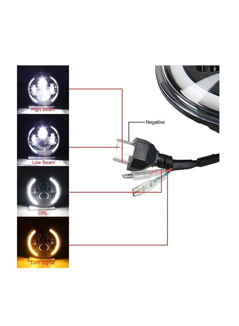 gz auto GZ AUTO 7 Inch Half Ring LED Halo Headlights with Amber Turn Signal, White DRL, High/Low Beam 6500LM, IP67 Waterproof, Built-in Anti-Flicker, Compatible with Jeep Wrangler JK LJ CJ Hummer H1 H2-1 Pair  - Image 5