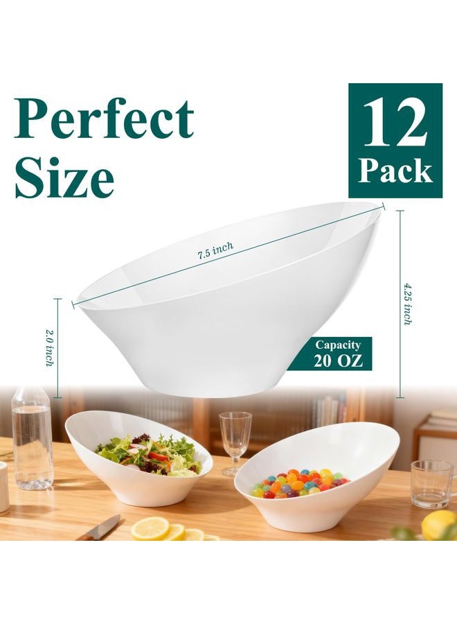Bestluck 12pack White Plastic Bowl Disposable,20oz Plastic Party Bowls,Snack Party Bowls for Chip, Candy, Salad, Snacks, Fruit - Image 3