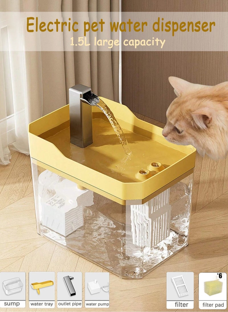 Generic 1.5L Auto Pet Water Fountain, Large Cat Water Fountain With 6 Filter Pad , Ultra Silent Water Fountain With 3 Water Flow Modes for Cats and Dogs  - Image 2