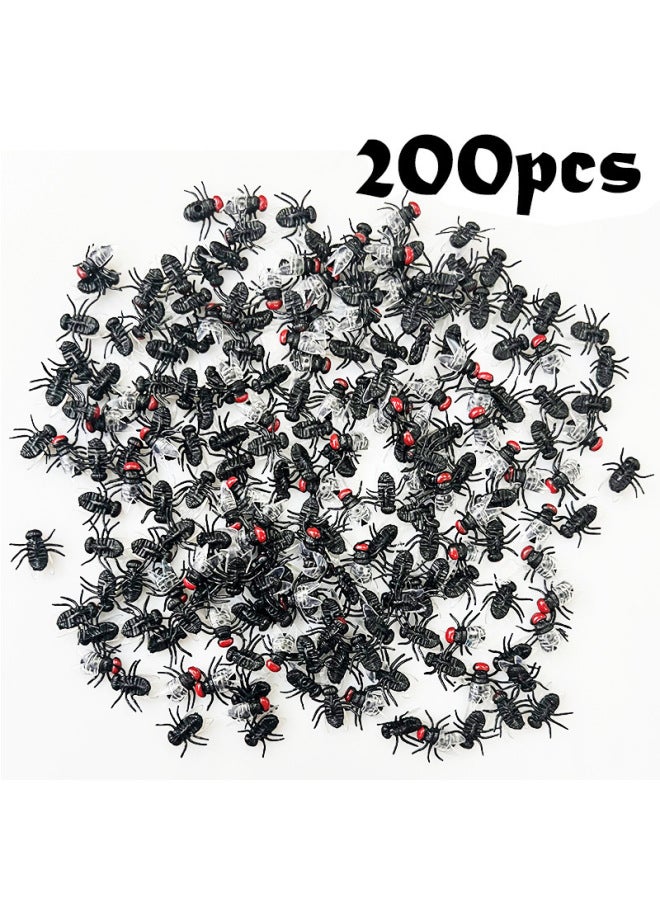 Simulation Fly Toy Animal Model Spoof Trick Fly Spider  Mini Fly Trick Toy-Color:(3601) Black Flies 200 Only A Bag - Image 2