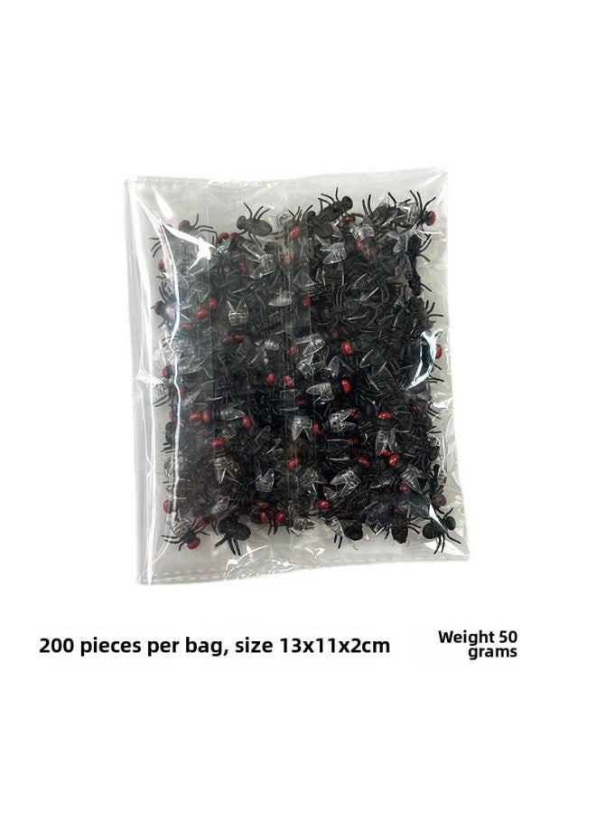 Simulation Fly Toy Animal Model Spoof Trick Fly Spider  Mini Fly Trick Toy-Color:(3601) Black Flies 200 Only A Bag - Image 1