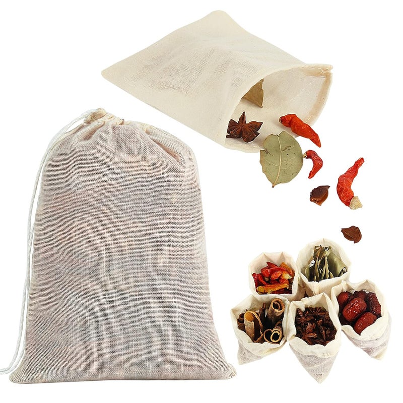 YQL YQL Spice Bags for Cooking 30 Reusable Cotton Bags 4x6 Inch Muslin Drawstring Tea Filter Cheesecloth Strains  - Image 1