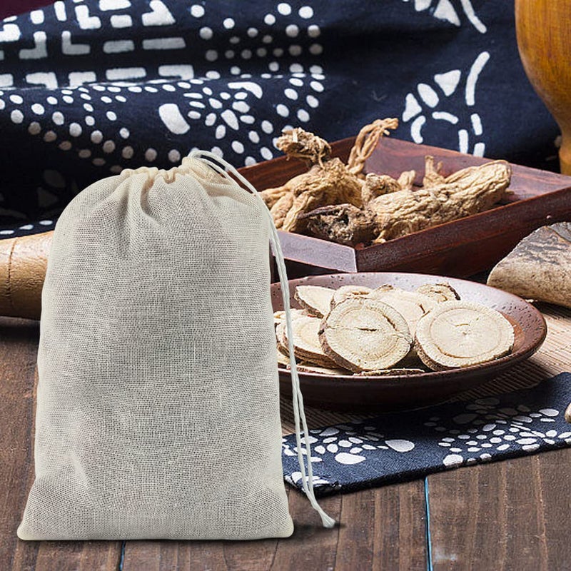 YQL YQL Spice Bags for Cooking 30 Reusable Cotton Bags 4x6 Inch Muslin Drawstring Tea Filter Cheesecloth Strains  - Image 4