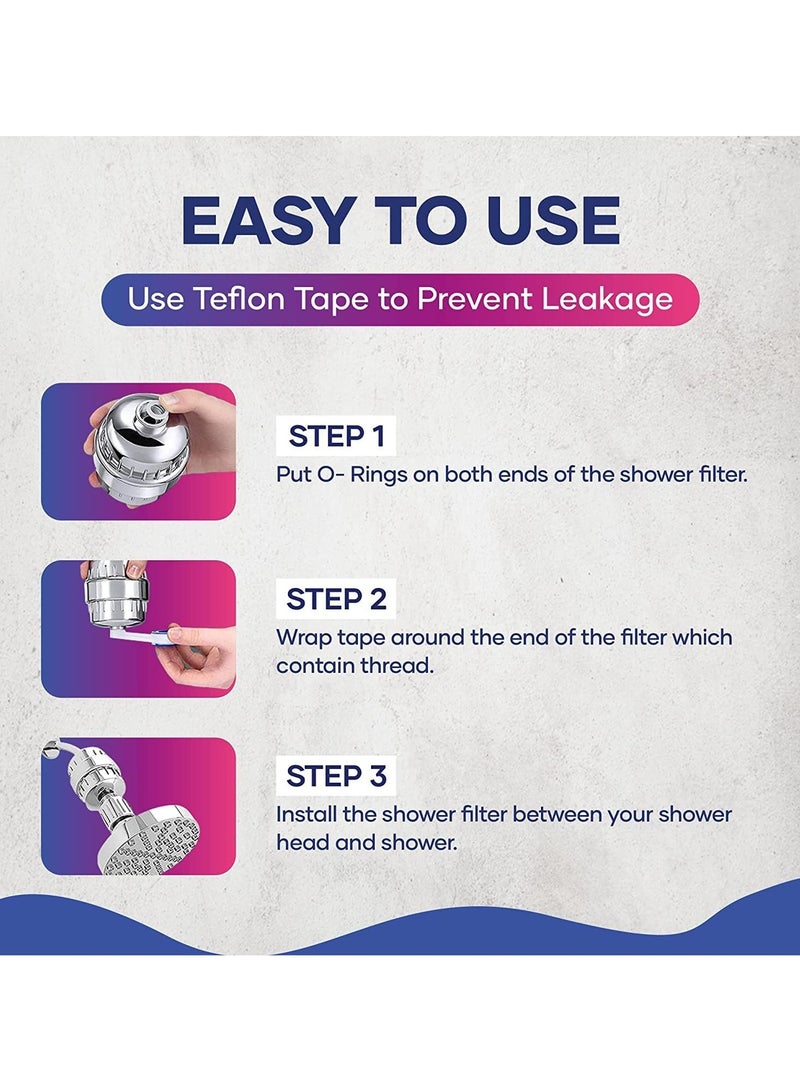 20 Stage Replacement Premium Filter Cartridge, Shower Filter Cartridge Shower Head Filter Hard Water Filter Anti Hair Fall Ideal to Remove Chlorine Impurities from Water with KDF & Calcium Sulphite Beans (4 Cartridges Only) - Image 4