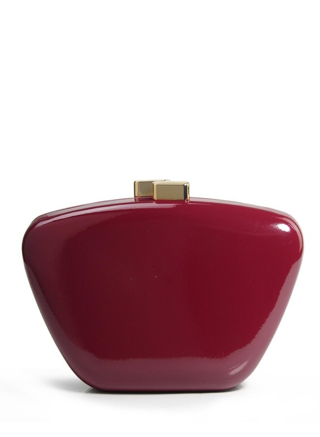 HOXIS Glossy Patent Leather Evening Clutch Bag with Detachable Chain Women's Purse for Wedding Party Prom, Dark Red - Image 1