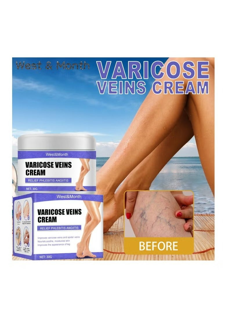 WEST MONTH Varicose Veins Cream，Soothing Leg Cream, Varicose and Spider Veins Treatment Cream, Improve Blood Circulation, Fast Relieve Swelling Pain 30g - Image 2
