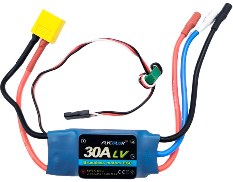 FLYCOLOR 30A ESC 24S Electric Speed Controller 3A UBEC with XT60 35mm Bullet Plugs for RC Brushless Motor - Image 3