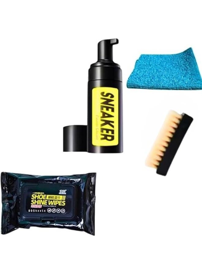 Shoe Care Kit 80 Pieces NRF Shoe Shine Wipes Sponge Shoe Polish, Quick and Easy Cleaning for Sneakers, Leather Sandals, and More, Portable and Easy