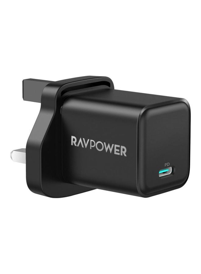راف باور شاحن جداري RavPower Pioneer بقوة 30 واط بتقنية Power Delivery (PD) – أسود، موديل RP-PC169 أسود - Image 1