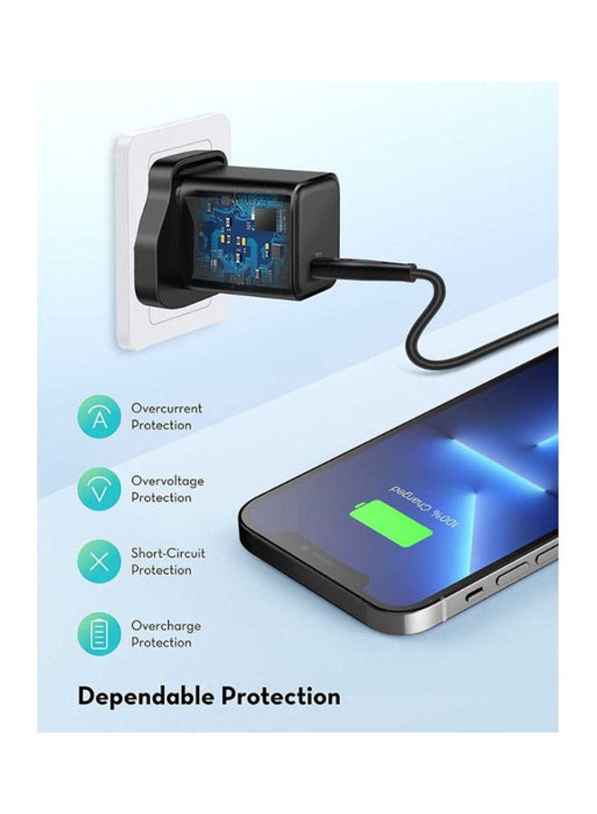 راف باور شاحن جداري RavPower Pioneer بقوة 30 واط بتقنية Power Delivery (PD) – أسود، موديل RP-PC169 أسود - Image 3