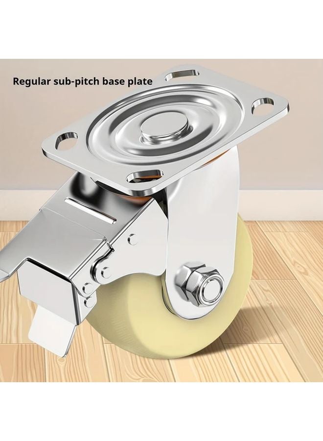 قطعتان 4 بوصة عجلات صناعية مع فرامل ذات محامل كروية مزدوجة عالية القدرة على التحمل - Image 2